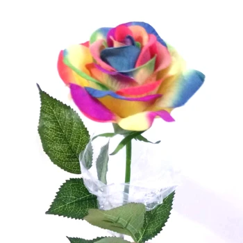 10vnt Spalvinga Dirbtinio Šilko Gėlių Vaivorykštė Rožių Gėlių Nekilnojamojo Touch Vestuvių Namų Puošybai Kambario Dekoro Modeliavimas Gėlių Filialas