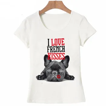 Naujas Harajuku man Patinka prancūzų Bučinys Moterys T-Shirt prancūzų Buldogų mylėtojų print T Shirt vasaros mados atsitiktinis Viršūnes miela mergina, Trišakius