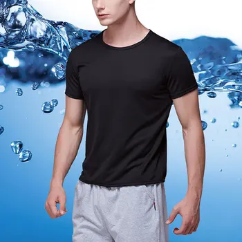 Atsparus vandeniui Vyrų T-shirt Hidrofobinės Stainproof Quick Dry Kvėpuojantis Trumpas Rankovės Viršuje THJ99