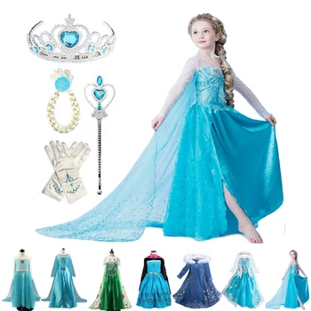 2021 Sniego Mergina Elsa Princesė Dress Vestidos Vaikai Prom Gimtadienis Kostiumas Helovinas Šalis Cosplay Suknelė Vaikų Drabužių 3-10 Metų
