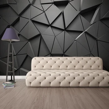 3D Abstrakčių Geometrinių Pilka Trikampio Fone Sienos Didelis Sieninis Šiuolaikinių Studijų svetainė, Miegamasis Apdailos Foto tapetų