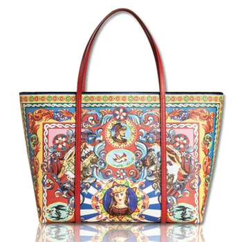 Moterų Shopper Bag Etninės Stiliaus Rankinės, Piniginės Lady Peties Crossbody Krepšiai Prabangos Prekės Derliaus Spausdinti Aukštos Kokybės Odos Tote Bag