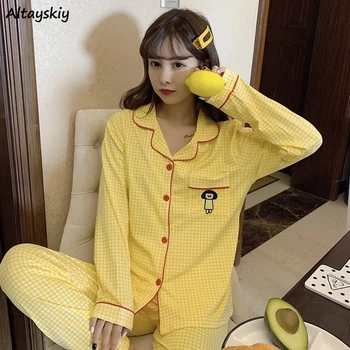 Naujausias Rudens Pajama Komplektai Moterų Atsitiktinis Minkštas Kasdien Saldus Animacinių Filmų Prašmatnus Korėjos Stiliaus, Panele, Naktiniai Drabužiai Pagrindinių Mados Moterų Sleepwear
