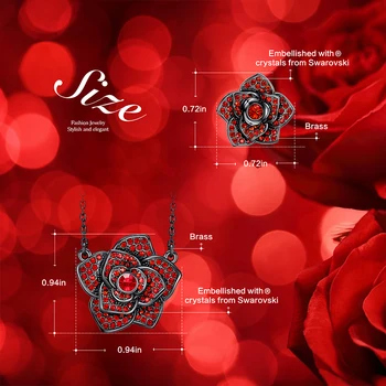 CDE Elegantiškas Mados Mikro Nutiesti AAA Raudona Austrian Crystal Rose Gėlių Karoliai, Auskarai, Gėlių Papuošalai Moterims Nustatyti