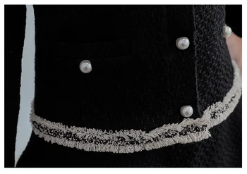 Elegantiškas Tvido Kostiumas, Dviejų dalių Rinkinys Moterims Rudens Mados Mygtukas Single-Breasted Vilnonis Švarkas Kailis + Aukšto Juosmens-Line Mini Sijonai