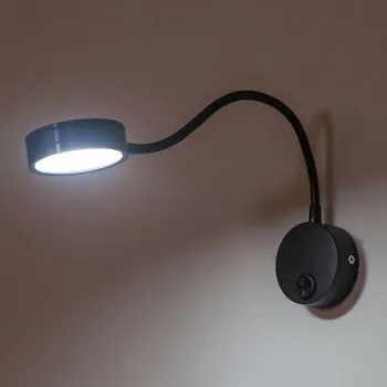 Lanksti LED Sienos lempos Rankenėlę Perjunkite 5W Modernus Miegamojo, Naktiniai staleliai, Lempa 360 Laipsnių Kampu Reguliuojamas sienos šviesiai Juoda Skaitymo šviesa