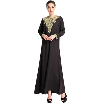 Mados Embroidey Musulmonų Moterys Ilgomis Rankovėmis Dubajus Suknelė Maxi Abaja Jalabiya Islamo Moterų Aprangos Drabužių, Apsiaustą Kaftan Maroko