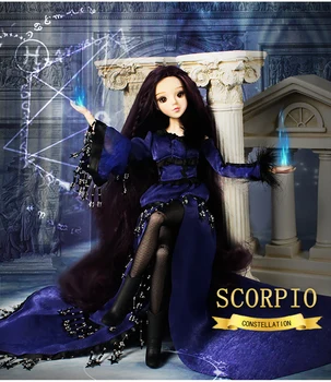 DBS bjd MMGirl 12 Žvaigždynas Skorpionas 1/6 30cm lėlės tamsiai violetinė suknelė, skrybėlė fantazijos kostiumas žaislas mergina dovana