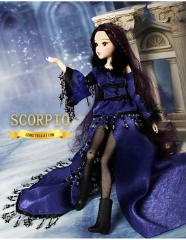 DBS bjd MMGirl 12 Žvaigždynas Skorpionas 1/6 30cm lėlės tamsiai violetinė suknelė, skrybėlė fantazijos kostiumas žaislas mergina dovana