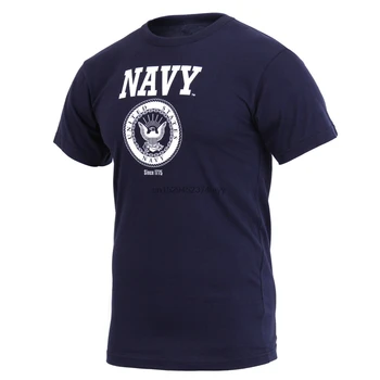 JAV karinio jūrų Laivyno Emblema T-Shirt Mens Tamsiai Mėlyna Karinės