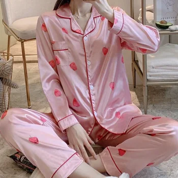 2020 M. Moteris Homewear Oeak Ilgomis Rankovėmis Pižama Rudenį Ledo Šilko Ilgomis Rankovėmis Animacinių Filmų Spausdinti Kelnės Kostiumas Spausdinimo Mados