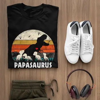 T-Rex Marškinėliai Papasaurus Marškinėliai T Rex Papa Saurus Dinozaurą T-Marškinėliai Trumpomis Rankovėmis Nuostabus Tee Marškinėliai Spausdinti Marškinėlius