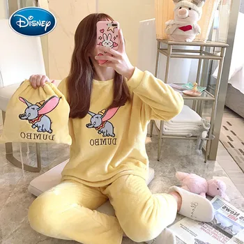 Disney pižama ponios rudens ir žiemos ilgomis rankovėmis šviežių studentų Dumbo flanelė animacinių filmų namų paslauga kostiumas su saugojimo krepšys