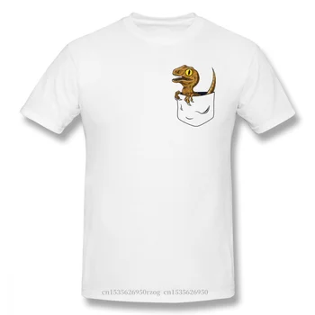 Kišenėje Raptor Homme T-Shirt Juros Periodo Pasaulio Mokslinės Fantastikos Nuotykių Filmas Tees Grynos Medvilnės Negabaritinių Trumpas Rankovės