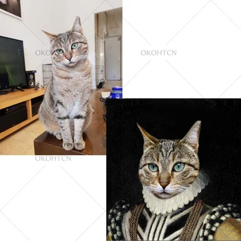 Retro Stiliaus Asmeninį Pet Custom Tapybos Drobės Gyvūnų Kūrybos HD Spausdinti Plakato naminių Gyvūnėlių Nuotraukas, Namo Sienos Meno Apdaila