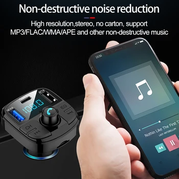 Automobilio MP3 Grotuvas su FM Siųstuvu, USB Greitas Įkroviklis C Tipo Įkrauti 