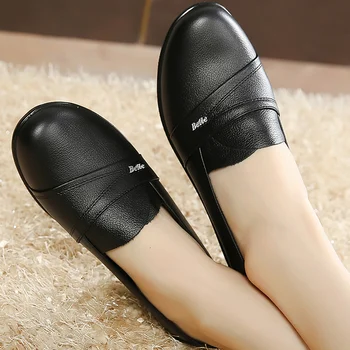 Slip-on mokasīni, butai moterims, batai natūralios odos butai dydis 35-41, suapvalinti tne solid black bateliai moteris sapatos feminino