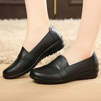 Slip-on mokasīni, butai moterims, batai natūralios odos butai dydis 35-41, suapvalinti tne solid black bateliai moteris sapatos feminino