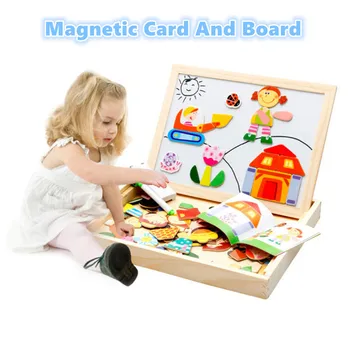 Mediniai 2 in 1 Magnetinių Kortelių &dvipusės Lentos Kūdikių Rūšiavimo &Lizdus&Krovimas&Piešimo&Rašymo lentos Įspūdį Švietimo Žaislas