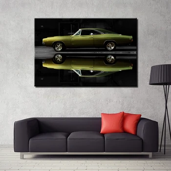 Klasikinis 1968 Dodge Įkroviklis plakatas ir printmaking drobės tapybos apdaila sienos meno nuotrauka už kambarį