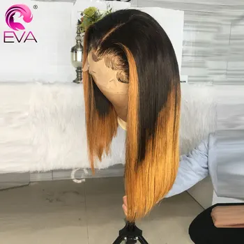 Eva Ombre Žmogaus Plaukų Perukai Moterims, Spalvos 13x6 Tiesiai Nėriniai Priekiniai Perukai Brazilijos Trumpas Bob Perukas Nėriniai Priekiniai Žmogaus Plaukų Perukai Z34