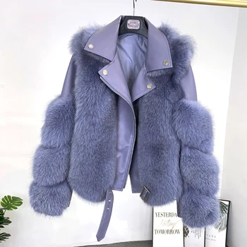 INS Plius Dydis 2020 Nekilnojamojo Kailių Paltai Žiemos Moterų Naujus Nekilnojamojo Fox Fur Moterų Lokomotyvų natūralios Odos Kailinius Striukė Moterims viršutinių drabužių siuvimas