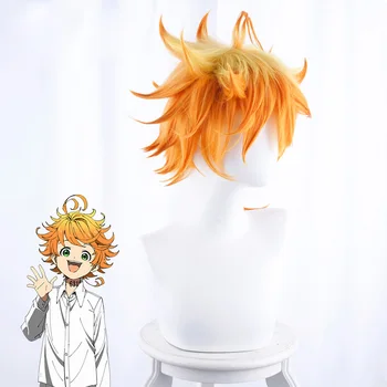 Anime Cosplay Perukas Anime Yakusoku no Neverland Moterų Orange Cosplay Perukas Pažadėjo Neverland Emma Cosplay Su Hairnet