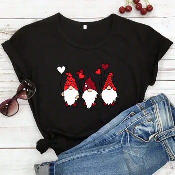 Trys Nykštukai Valdos Širdies Baliono Spalvos marškinėliai Mielas Valentino Grafinis Tee Top Juokingas Moteris Valentino Dienos Dovanų Marškinėlius