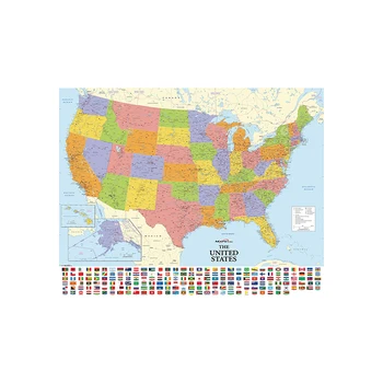 5 Dydžio, Sulankstomas Jungtinių valstijų Žemėlapis Plakatai su Nacionalinėmis Vėliavomis, Drobė, Tapyba Lipdukas Derliaus Amerikos Žemėlapis Sienos Meno Nuotrauką