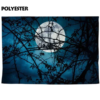 Allenjoy fotografijos fonas Halloween nakties danguje mėnulis medžių šakos fone, photocall fotosesiją rekvizitai studija nuostabią fotosesiją
