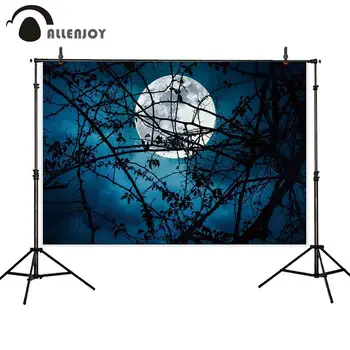 Allenjoy fotografijos fonas Halloween nakties danguje mėnulis medžių šakos fone, photocall fotosesiją rekvizitai studija nuostabią fotosesiją