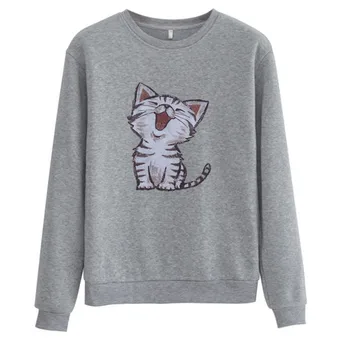 Baby Cat Hoodie Sudaderas Palaidinukė Megztiniai Megztinis Viršūnes Moterų Mujer Moteris Femme Harajuku Kawaii Anime Žiemos Negabaritinių