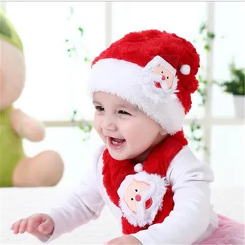 Dviejų dalių Šiltas baby Kalėdų skrybėlę žiemos Kalėdų pliušinis vaikų skrybėlę ir skara Kalėdų Skrybėlę 2-6 metų