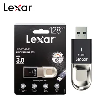 Originalus Lexar USB 3.0 Pen Ratai F35 256 GB 128GB 64GB 32GB Su pirštų Atspaudų Atpažinimo Metalo USB Flash Drive, 150MB/s Pendrive