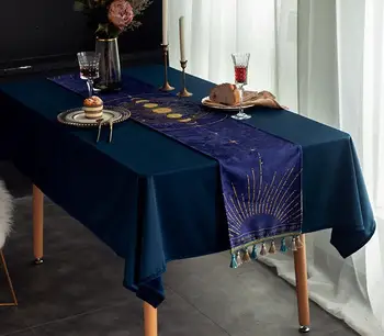 Star moon blue šeniliniai stalo runner kutas vandeniui audinio staltiesė TV spintelė skudurėlį dulkėms rankšluostį