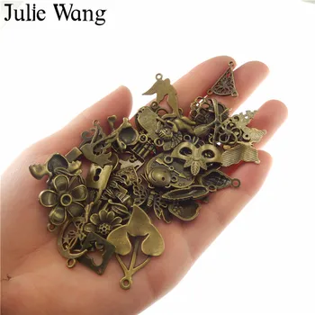 Julie Wang 100g/pak Atsitiktinai Sumaišyti Antikvariniai Bronzos Maži Talismanai, Skirti Karoliai, Pakabučiai, Apyrankės Juvelyrikos Priėmimo Metalo Priedai