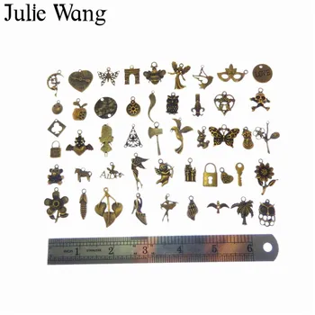 Julie Wang 100g/pak Atsitiktinai Sumaišyti Antikvariniai Bronzos Maži Talismanai, Skirti Karoliai, Pakabučiai, Apyrankės Juvelyrikos Priėmimo Metalo Priedai