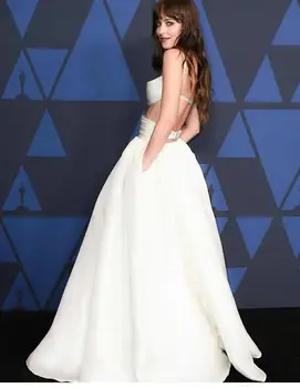 2020 Įžymybė Oficialią Chalatai Balti Satino Dviejų Dalių Vakarinę Suknelę Spageti Dirželis Moterys Šalis Chalatai Kišenėje Elegantiškas Chalatai