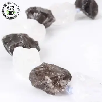Gamtos sumaišyti akmenų ir kristalų grubus nuggest granulių sruogos, 13~40x10~26x10~23 mm, skylė: 2mm; apie 14~19pcs/kryptis,