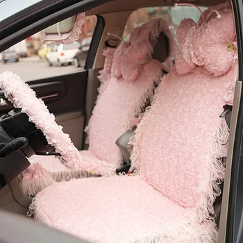 Pink Lady Automobilio Interjero Aksesuarų Rinkinys Nėrinių Sėdynė Dirželio Jungiklis Rankinio Stabdžio Apima Perlų Auto Vairas Viršelio Merginos