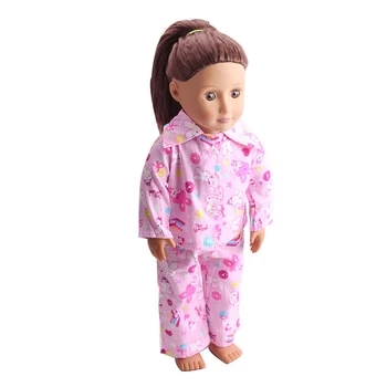 Lėlės drabužių Amerikos katytė rožinė pižama ziajać kostiumas žaislas tinka priedai 18 colių Mergina ir 43 cm kūdikio c14