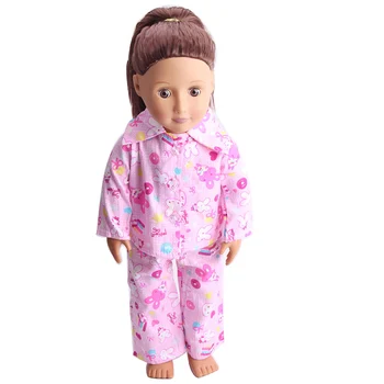 Lėlės drabužių Amerikos katytė rožinė pižama ziajać kostiumas žaislas tinka priedai 18 colių Mergina ir 43 cm kūdikio c14