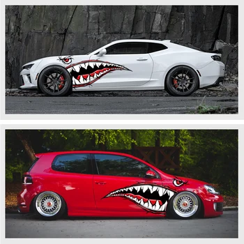 Pasaulio Datong Red Black Shark Burną Atspindintis Lipdukas Šildomi Šoniniai Durų Lipdukas Automobilių Vinilo Kinas Automobiliai, Automobilių Optikos 1 Pora