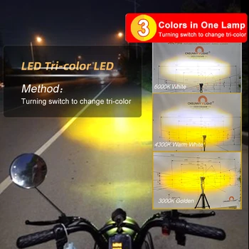 Mini LED Šviesos Projektorius Motociklo priekinis žibintas Tri-colour Bi Objektyvas Moto Dviračių Važiavimo Žibintai Priešrūkinis Žibintas DRL VISUREIGIS Sunkvežimių Automobilių Šviesos 12V