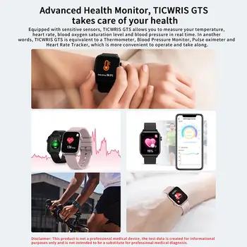 TICWRIS GTS Smart Žiūrėti Kūno Temperatūra Sveikatos Stebėsenos IP68 Vandeniui Sports Tracker Fitneso Apyrankę Smartwatch 