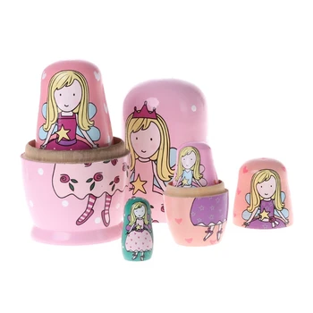 5VNT Angel Princesė rusijos Lizdus Lėlės Mediniai Matryoshka Lėlės Vaikams, Žaislų, Dovanų R9JD