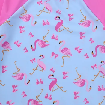 Vaikų Mergaičių Tankini maudymosi Kostiumėliai, Flamingo Spausdinti iš Dviejų dalių, Bėrimas Apsaugai Ilgas Rankovėmis Rashguard Plaukimo Trumpikės Vaikų maudymosi kostiumėlį Rinkinys