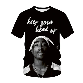 2Pac T-shirt Reperis Star Tupac 3D Spausdinimo Streetwear Vyrų, Moterų Atsitiktinis O-Neck T Shirt Repo Atlikėjas Hip-Hop Muzikos Marškinėlius Viršūnes Drabužiai