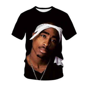 2Pac T-shirt Reperis Star Tupac 3D Spausdinimo Streetwear Vyrų, Moterų Atsitiktinis O-Neck T Shirt Repo Atlikėjas Hip-Hop Muzikos Marškinėlius Viršūnes Drabužiai