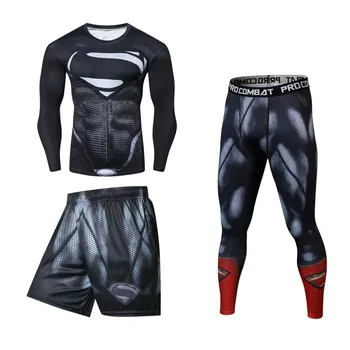 Suspaudimo T Shirt Vyrai VS PK Sporto 3D Fitneso sportinis Kostiumas MMA Rashguard Veikia Triko BJJ Bokso Rinkiniai Muay Tajų, MMA Fightwear